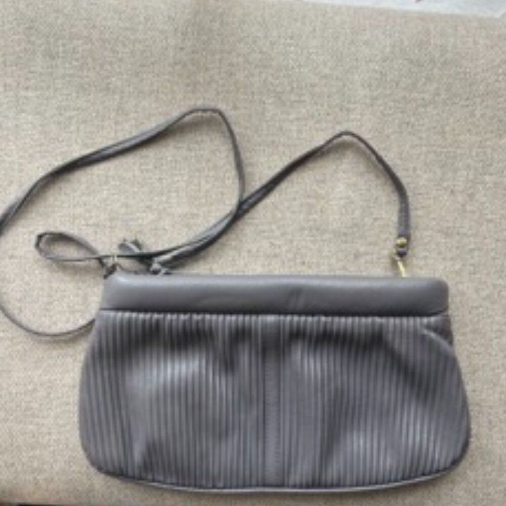 Vintage Gray Pleated Crossbody Clutch Purse Convertible Shoulder Bag Minimalist